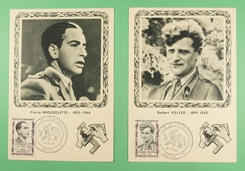 DR WHO 1957 FRANCE 2 FDC RESISTANCE HERO MAXIMUM CARD R36941