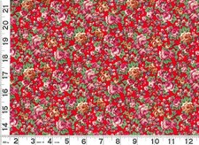 Pink White Gold Roses w/ Flowers on Red Quilting Sewing Fabric by Yard 1136