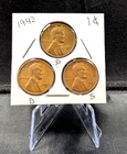 All 3 Mints! 1942-P D S - 1C Set of Three (3) - Wheat Cent/Penny - Lot B4