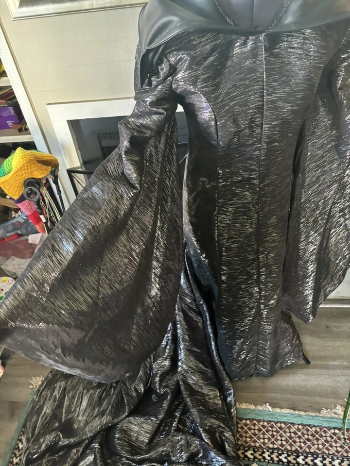 Handmade Evil Queen Black Wedding Dress Leather Shoulders Halloween Size Small - Image 3 of 4