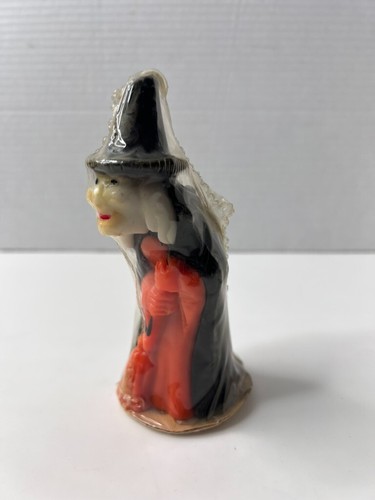 Vela Bruja Gurley Vintage Sellada Halloween Escoba Naranja 5" Alto Hecha en EE. UU. - Imagen 2 de 10