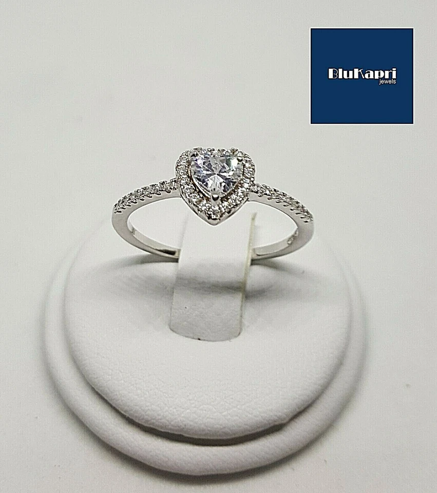 Anello Donna In Argento 925 SOLITARIO Cuore con Zirconi bianchi - Immagine 3 di 4
