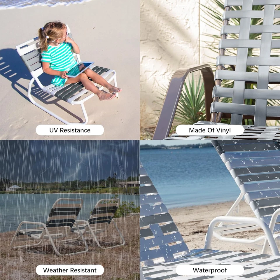 Correas de vinilo gris Lukloy para reparación de sillas de patio, 2" de ancho 20 pies de largo patio jardín Foto 4 de 4