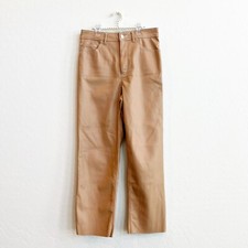 Express Women's Straight Leg Super High Waist Faux Leather Pants Nude 4