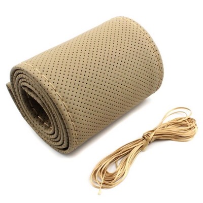 37-38cm PU Leather Car Steering Wheel Cover Protector With Needle/Thread Vehicle