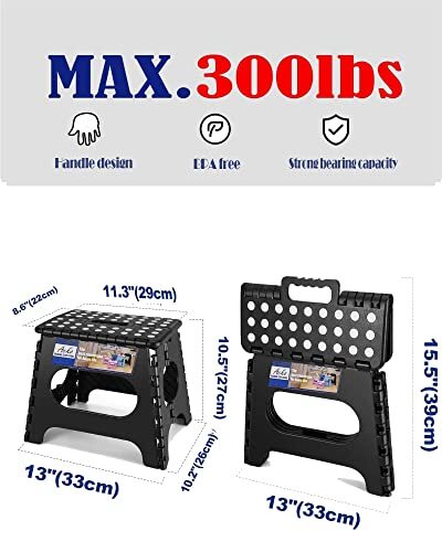 Foldable Step Stool Small Collapsible Folding Durable Fold up Stepping ...