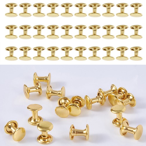 50* Metal Doble Capa Tapa Redonda Cuero Artesanal Cinturón Bolso Remache Punta Tachuela