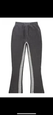 H N S  Men'S CUT N SEW FLARED STACKED ATHLETIC SWEAT PANTS