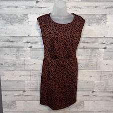 Nine West Cap Sleeve Ponte Sheath Dress Cheetah Print Size XS