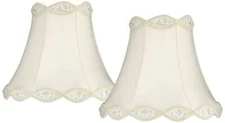Springcrest Cream Fabric Set of 2 Scallop Lamp Shades 7x14x12.5 (Spider)