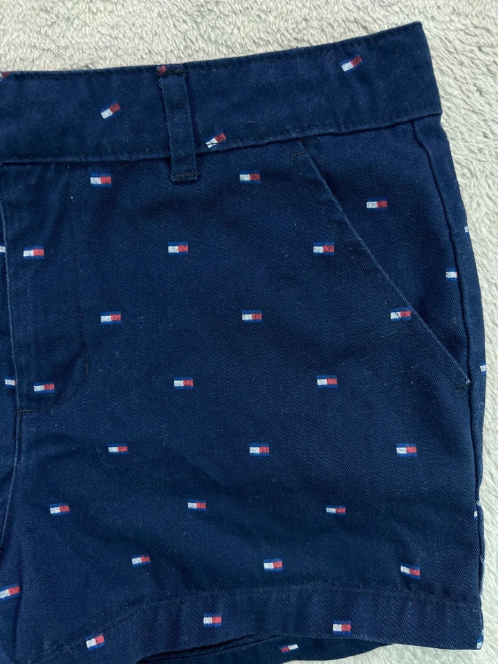 Pantalones Cortos Ajustables Tommy Hilfiger Logo Niñas 12 Azul Bandera Logo Chino Sarga 1 Foto 3 de 4