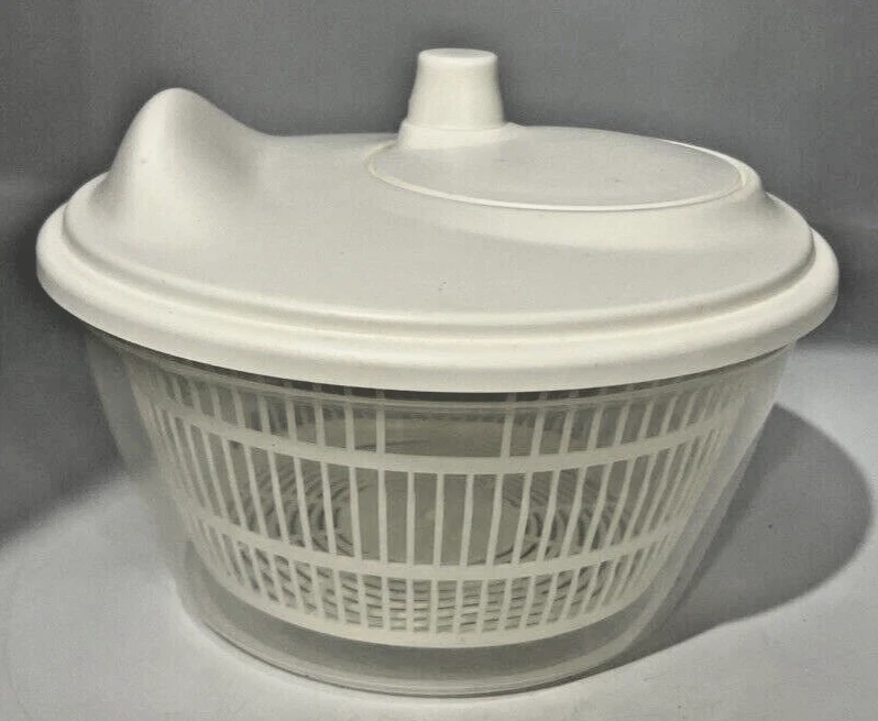 IKEA Ensalada Spinner Lavadora de Lechuga Blanca Doble como Tazón para Servir 9" W x 6.5" T Foto 3 de 4