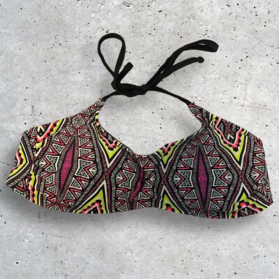 Xhilaration Swim Bikini Top Neon Aztec Halter Bohemian Gypsy Women's Large
