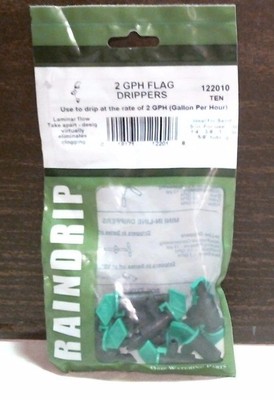 Raindrip  12201 Flag Dripper, 2 GPH, Green Flag, 10-Pack #122010 FREE SHIPPING