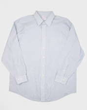 Brooks Brothers Shirt Mens 17 White Striped Button Up Long Sleeve Dress Cotton