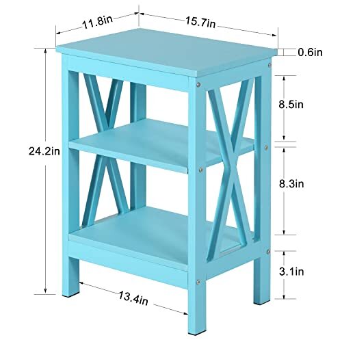 Modern Nightstands X-Design Side End Table Night Stand Set of 2 Light Blue - Picture 3 of 7