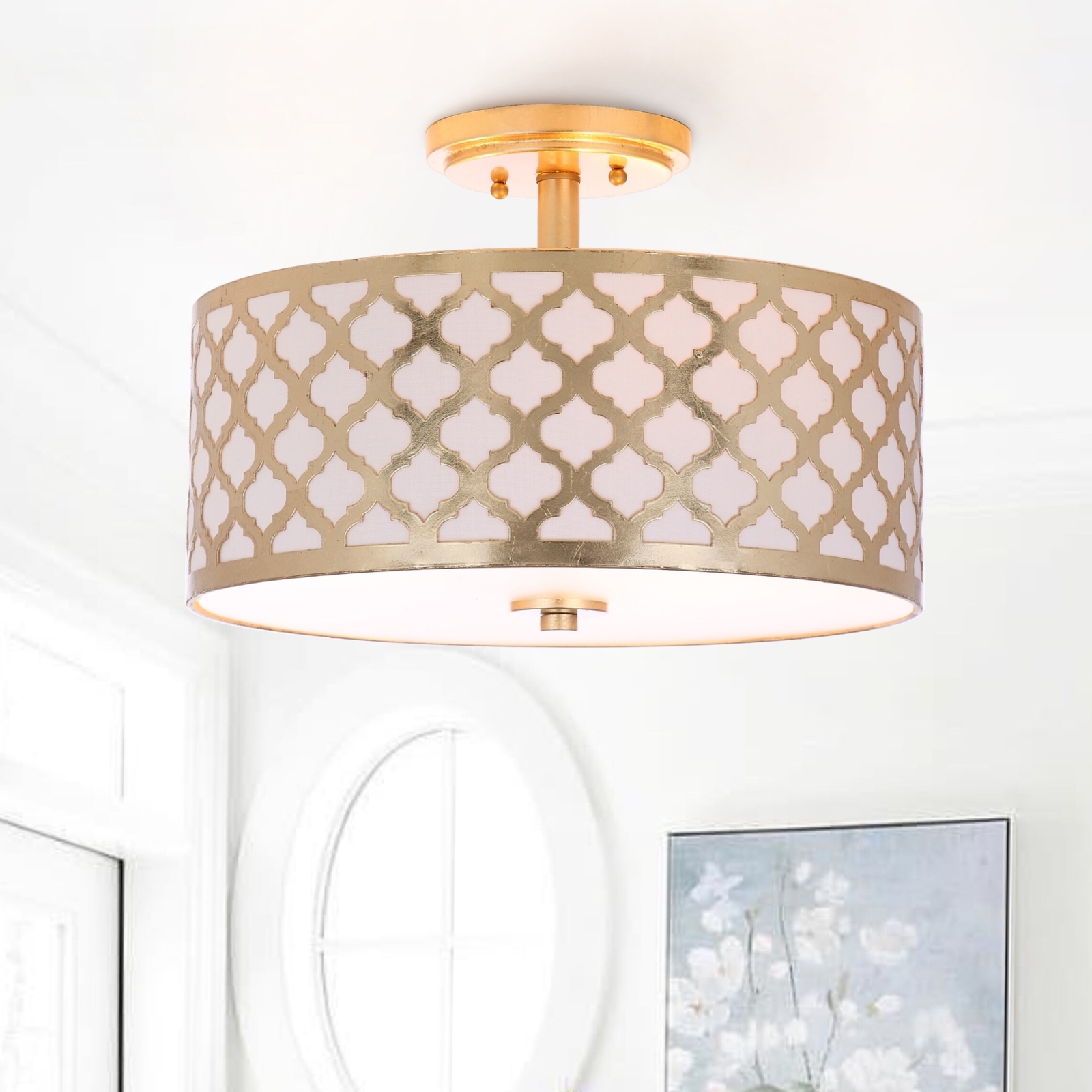 SAFAVIEH Lighting Kora Quatrefoil Gold LED 3-light Flush Gold 15