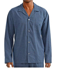 Polo Ralph Lauren Men's Plaid Long Sleeve Pajama Sleep Shirt, Blue, Large