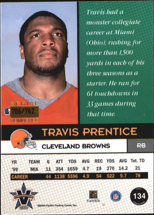 2000 Vanguard #134 Travis Prentice RC/762 - NM-MT - Image 2 of 2