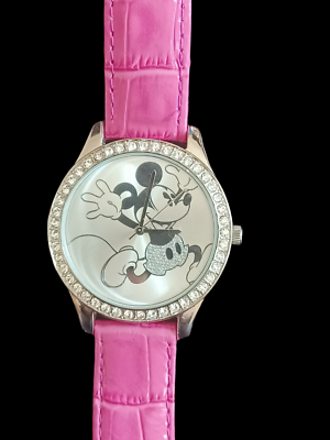 Limited Edition Disney Parkes Mickey Mouse Pink Leather Band Wristwatch 9.5\