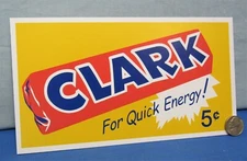 Clark Bar ~ 5¢ Candy Bar ~ Cardboard Store Window Display Sign ~ Graphic