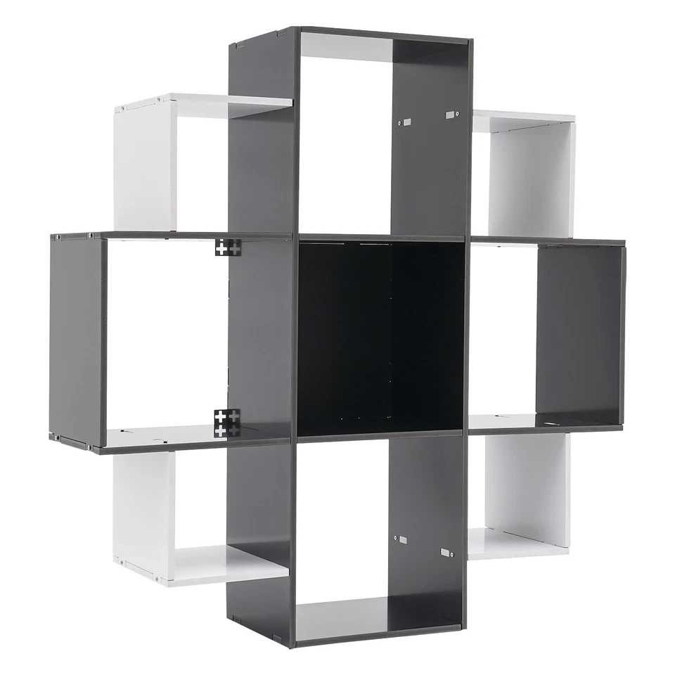 Librería moderna de 3 niveles montada en la pared con 9 compartimentos Foto 3 de 4