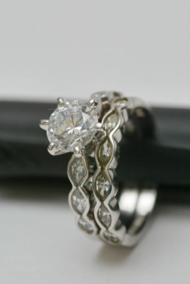 Diamonique Epiphany 1.5 Ct.  Wedding Set Rings  (simulated) - Image 4 of 4