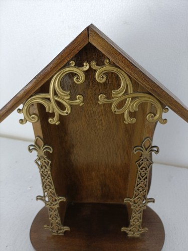 Chapel Niche for Statue Vintage hand Carved wood Ormulu trim two toned Fleur d - Picture 3 of 9