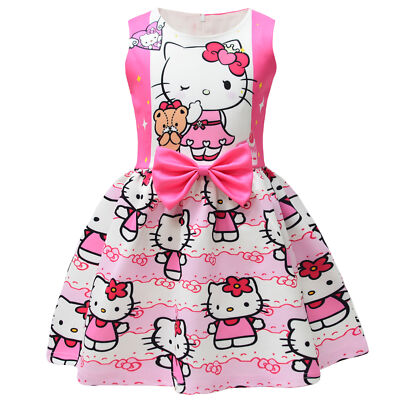 Vestido Hello Kitty Trapèzio Azul Infantil