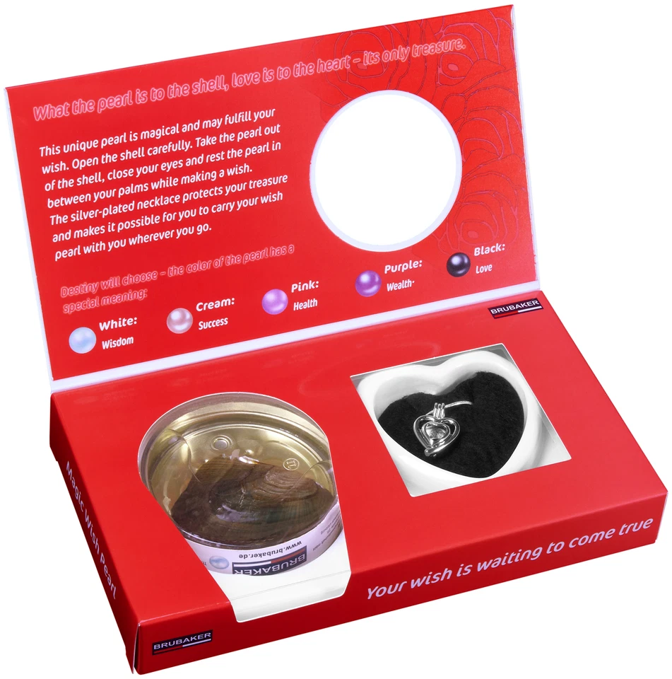 BRUBAKER Love Pearl Wunschperle Muschel Perle mit Halskette Herz-Anhänger Liebe - Bild 2 von 4