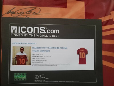 【ICONS社証明書付】直筆サイン入り Totti トッティ ASローマ Francesco Totti Signed Jersey AS Roma 1998-99 Icons
