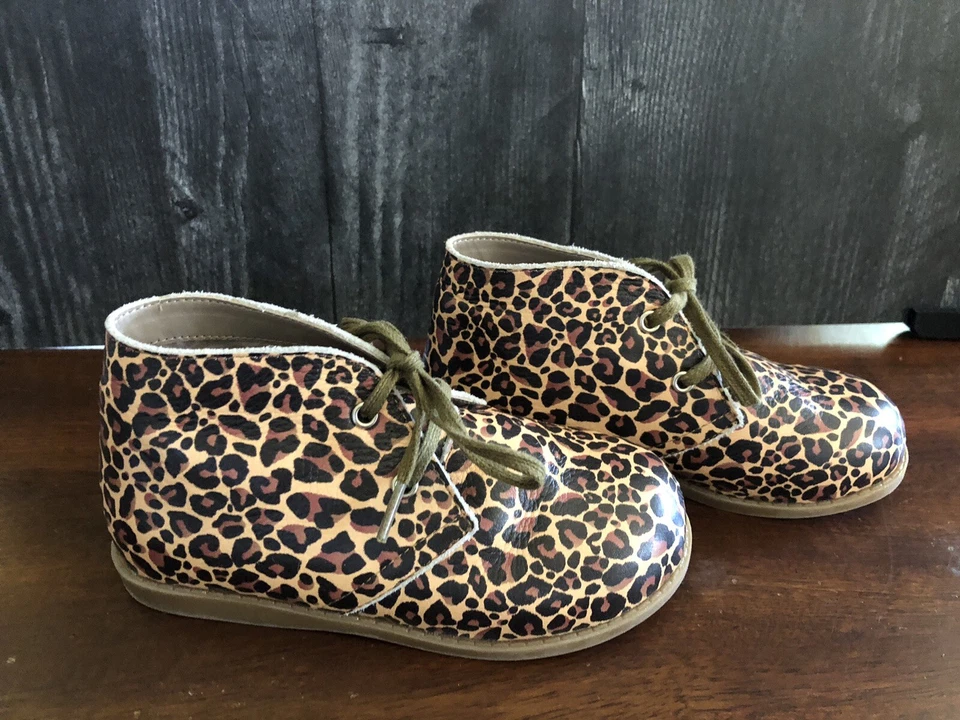 Mon Petit Shoes Hard Sole Oxford Leather Cheetah Print Toddler 10 - Image 2 of 4