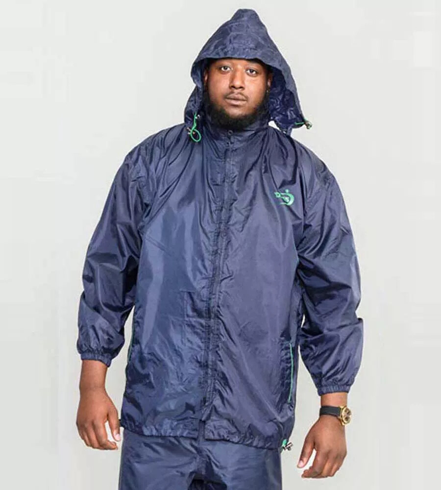 D555 Big Mens Navy Packaway Weather Proof Rain Jacket 2XL-8XL