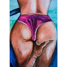 ACEO Original Lady Figure Women Girl Love Body Acrylic Mini  Art Hand Paint NEW