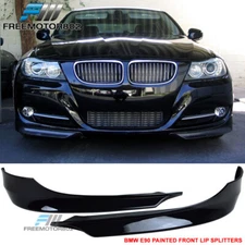 Fits 09-12 BMW E90 3-Series OE Style Front Lip Splitters Painted #668 Black