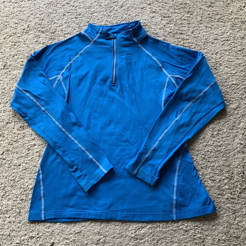 Sunice Sweatshirt Women L Blue Stand-Up Collar Long Sleeve 1/4 Zip Nylon Stretch