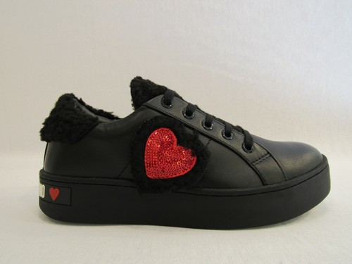 MOSCHINO JA15543G08JDX000 sneakers donna in pelle nera con finiture in pelo  | eBay