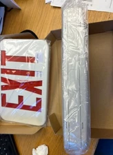 SLIMLINE LED EXIT SIGN RED LETTERING WHITE HOUSING BATTERY BACK UP