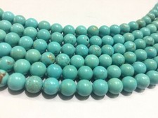 5 Strand Natural Blue Magnesite Turquoise Round Smooth 6mm/8mm/10mm Beads 12"inh