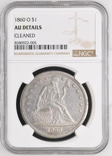 1860-O SEATED LIBERTY DOLLAR ~ NGC AU DETAILS ~NICE  HIGH GRADE AU/BU!