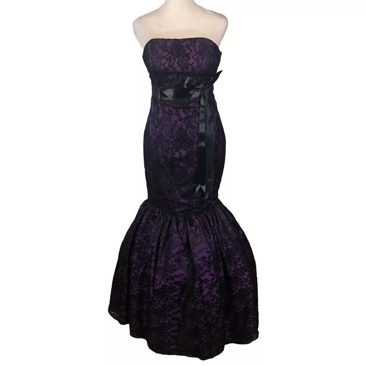 Purple dress with sales black lace overlay