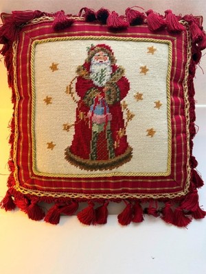 14'' Santa Christmas Needlepoint pillow
