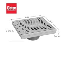 Oatey Designline 6 in. x 6 in. Stainless Steel Square Shower Drain Wave Pattern