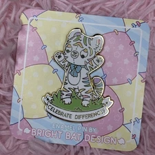 Bright Bat Design Self Care Plushie Pals Kawaii Collectible Large Enamel Pin 