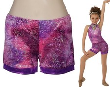 Lot of 14 True Colors SHORTS ONLY Child Sizes Dance Costume Purple Foil Print
