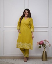Women Kurta Pant Set Embroidered Ethnic Bollywood Wear Casual