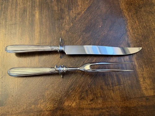 Antique Sterling Silver Steak Carving Set 2pc Knife and Fork set