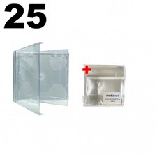25 STANDARD Clear Smart Tray Double CD Jewel Case  100 OPP Plastic Wrap Bag