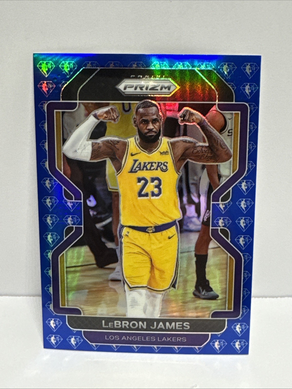 2021-22 Prizm Lebron James Blue Diamond Prizm NBA 75th Anniversary #91 LA Lakers