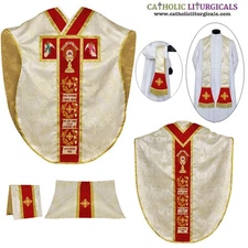 Gold St. Philip Neri vestment Stole & mass set with Corpus Christi Embroidery